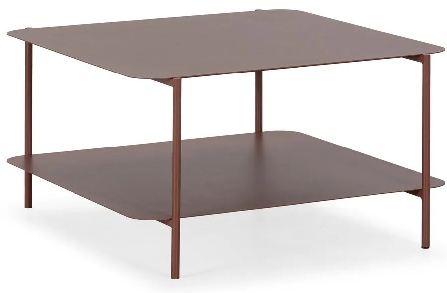 Tavolino da salotto color terracotta in metallo 70x73 cm Beatrix – MOME
