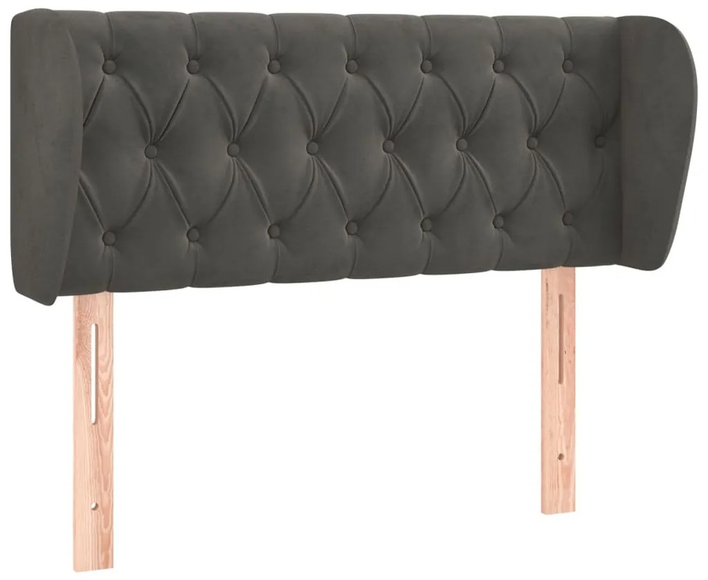 Testiera ad orecchio grigio scuro 93x23x78/88 cm in velluto