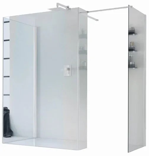 Box doccia walk-in Wens, vetro 6 mm, H 200 cm, profilo bianco
