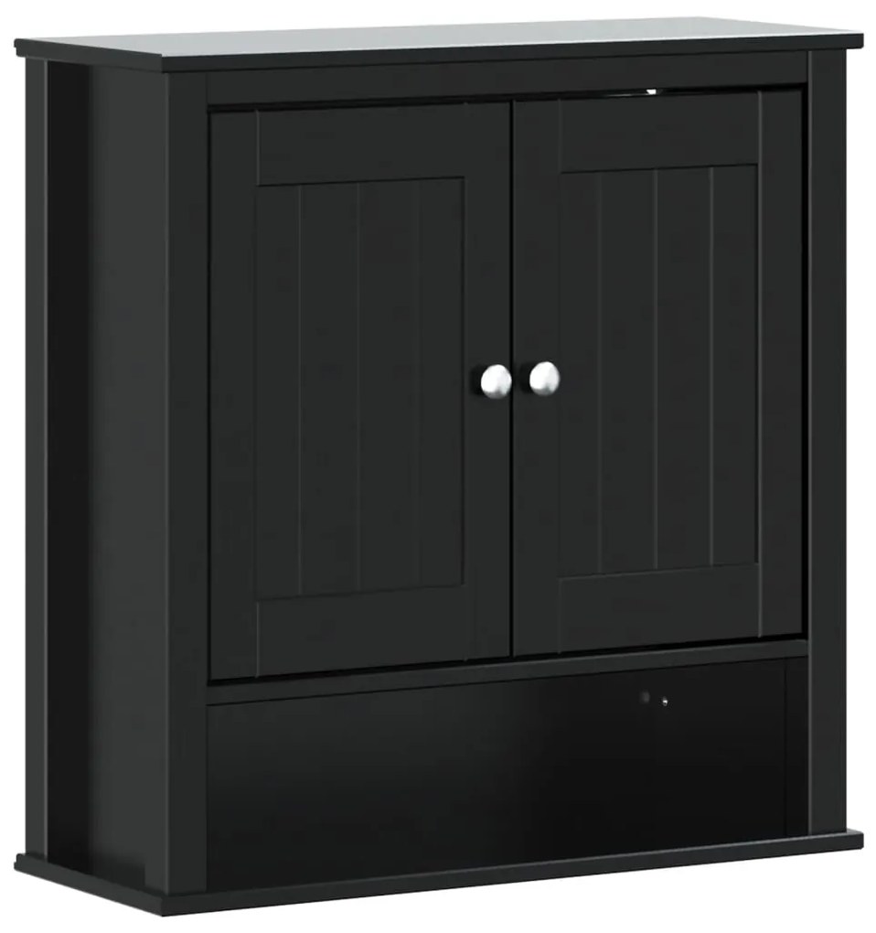 Mobile da Bagno a Muro BERG Nero 69,5x27x71,5cm Legno Massello