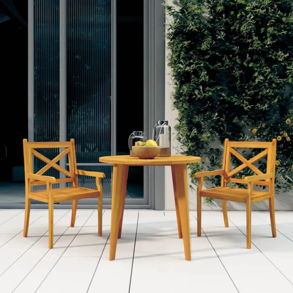 Set Mobili Da Pranzo Per Giardino 3 Pz Legno Massello Di Acacia /