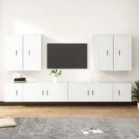 Set Mobili Porta TV 8pz Bianco in Legno Multistrato 3188702