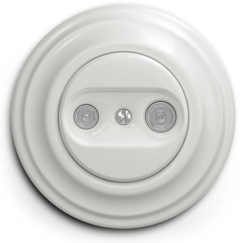 Kliklap - Retro Presa terminale TV+R con cornice, bianca