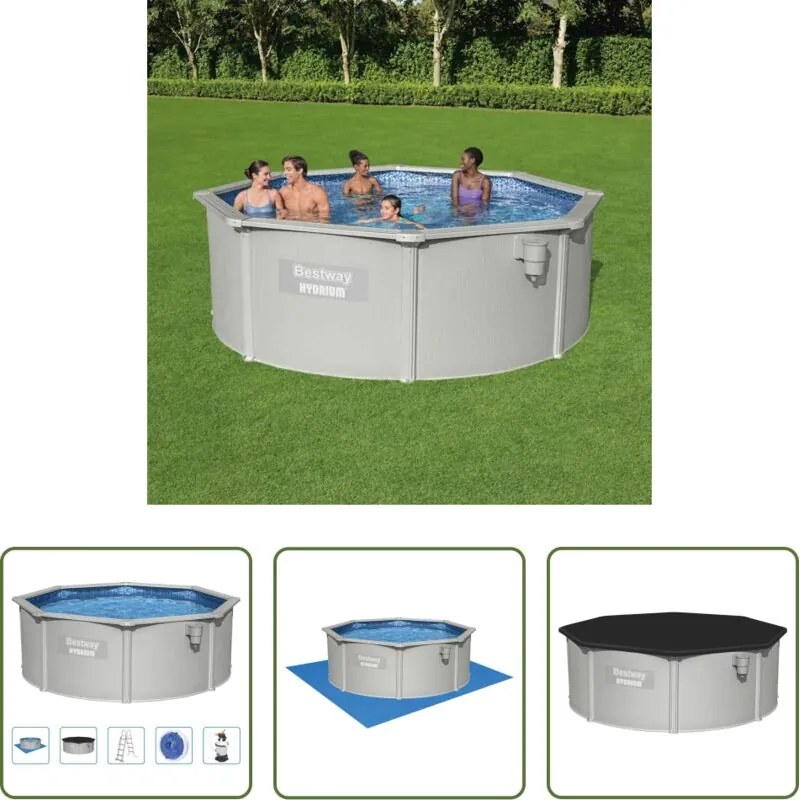 vidaXL Piscina in acciaio - Bestway Piscina Fuoriterra Rotonda Hydrium 360x120 cm
