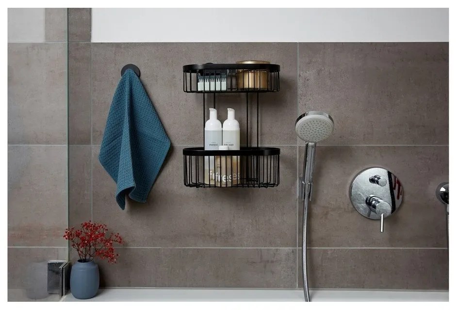 Cestino da parete nero a 2 livelli Classic Plus - Wenko