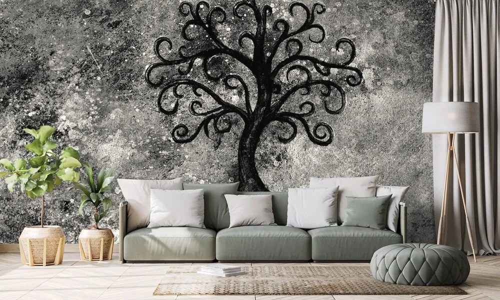 Carta da parati – Albero della vita in bianco e nero