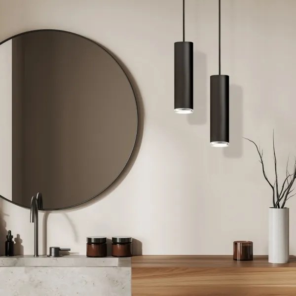 Lampada a sospensione per bagno LED RGBW dimmerabile su cavo TURYN 1xGU10/6W/230V IP44 nero