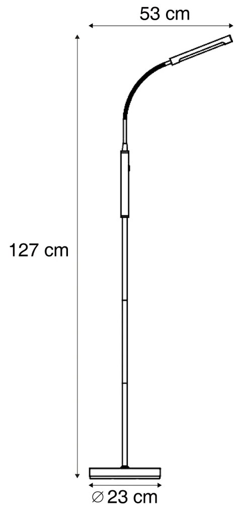 Lampada da terra moderna in acciaio con LED dimmerabile a 3 livelli ricaricabile - Statler