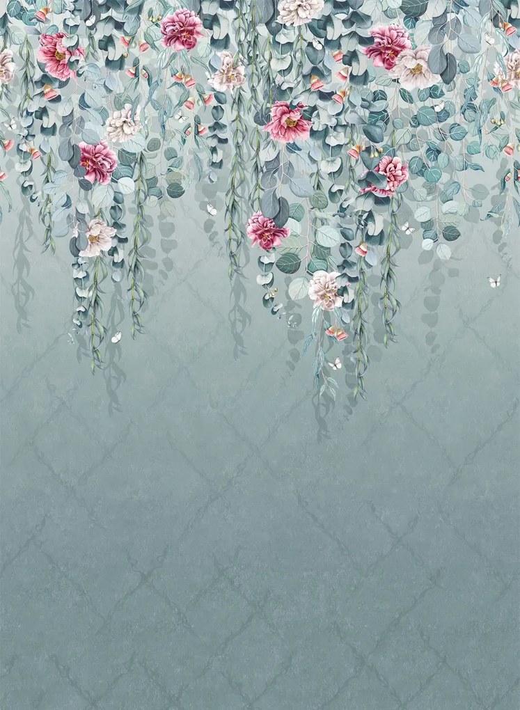 Osborne & Little Carta da parati panoramica Eucalyptus - Aqua/ Pink