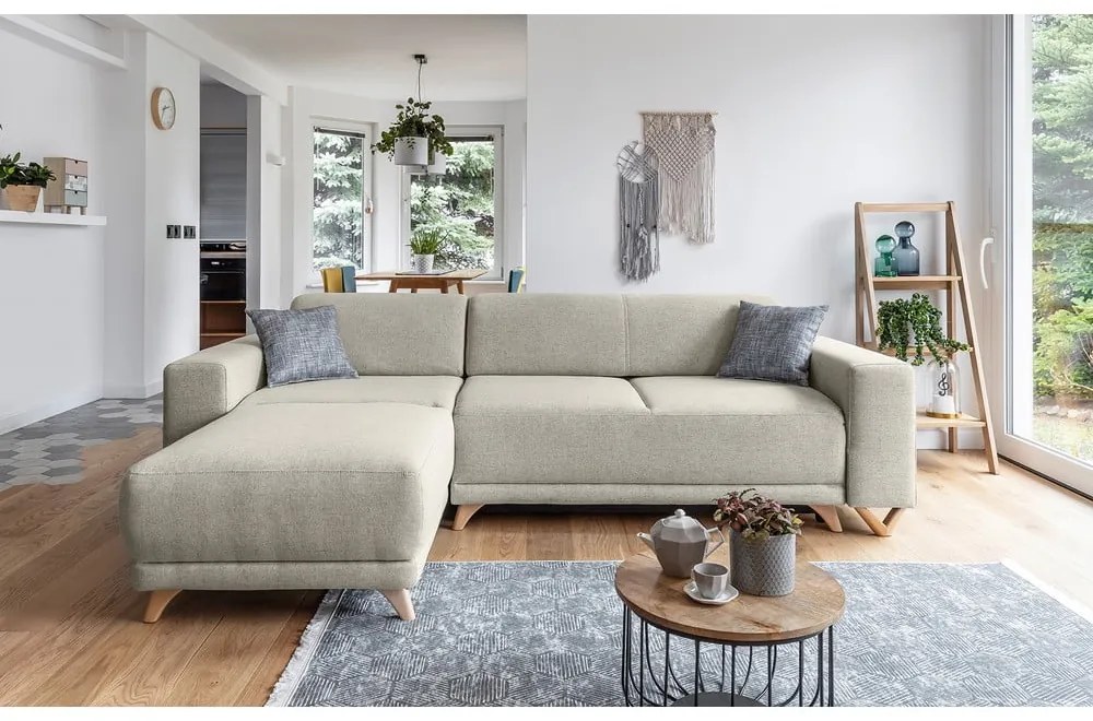 Divano angolare beige allungabile e con contenitore Classy Sophie – Miuform