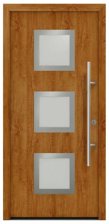 Portoncino d'ingresso HORMANN Iso Pro Secur 810s con vetro L 90 x H 210 cm in acciaio rovere dorato, apertura tirare a destra
