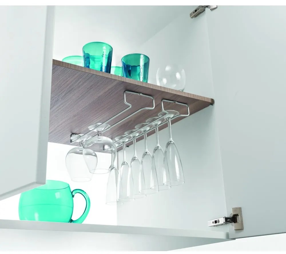 Set di 2 portabicchieri da vino in acciaio da parete Rail - Metaltex