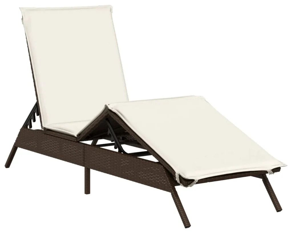 Lettini prendisole 2 pz con cuscini marrone in polyrattan