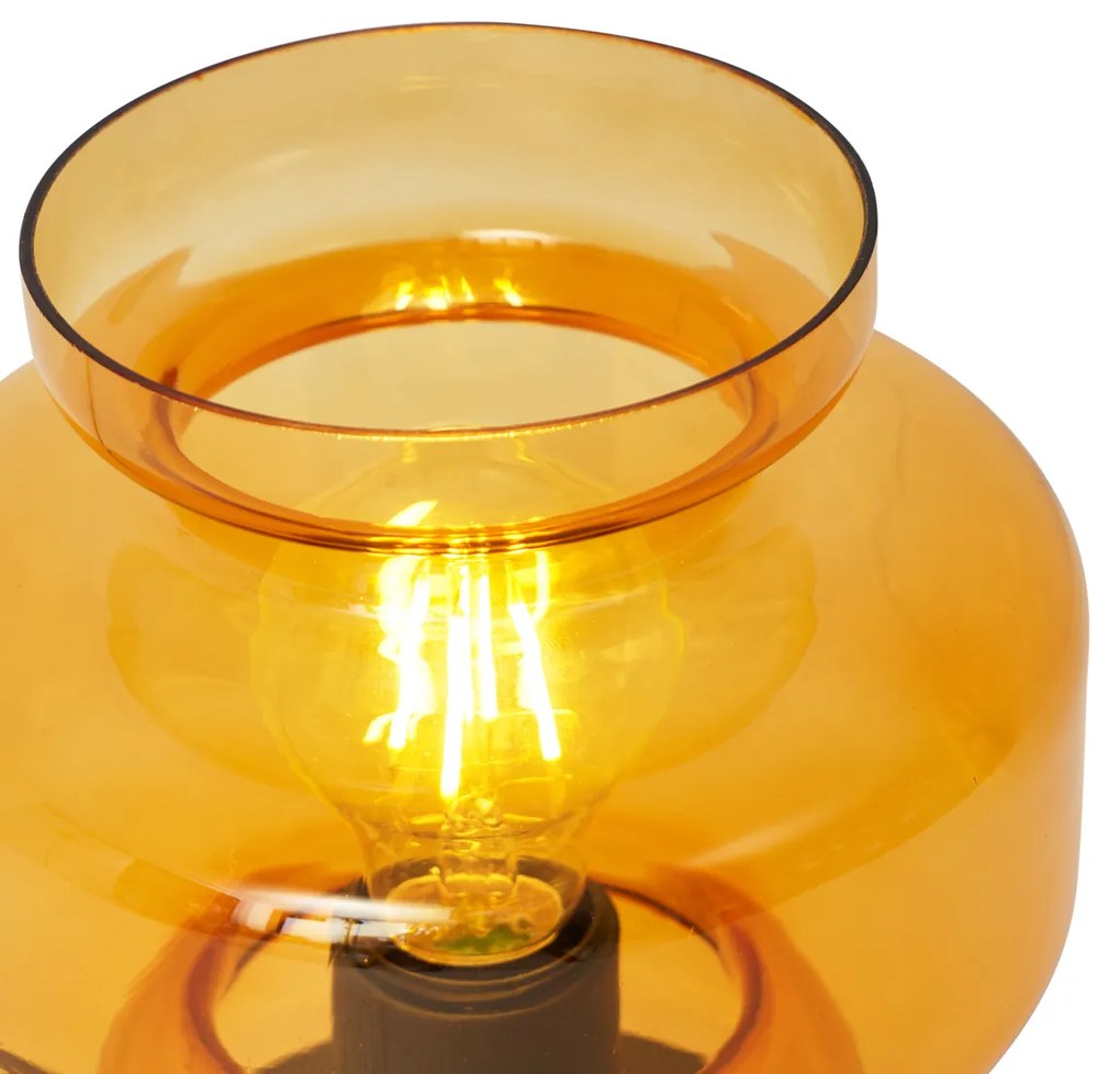 Lampada da tavolo retrò nera con vetro arancione - Denise
