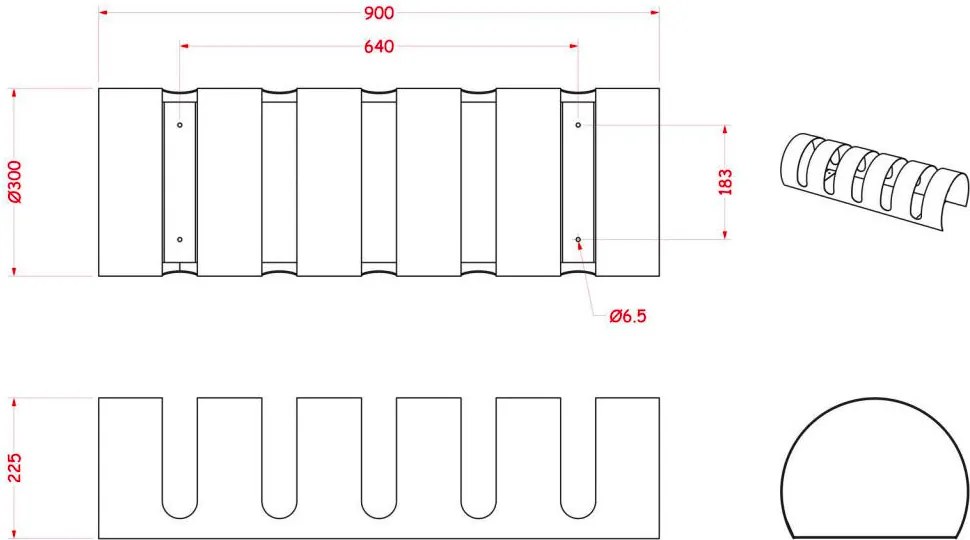 Rastelliera Portabici 5 Posti in Ferro 90x30x23 cm Belfer Bike Rack 42/PB Ruggine...