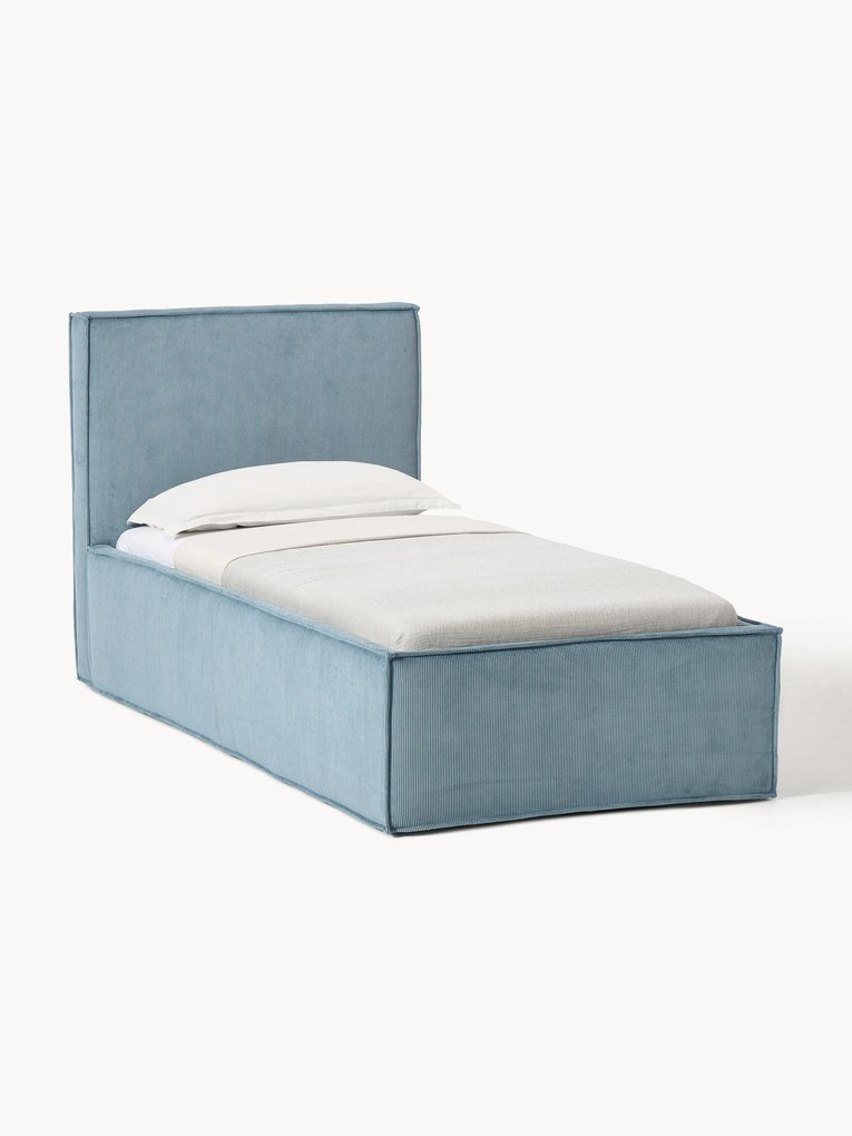 Letto imbottito in velluto a coste con vano contenitore Dream