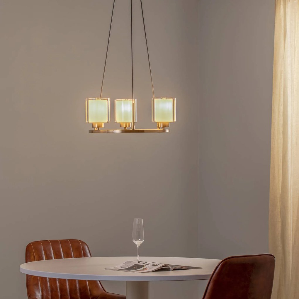 Lucea Lampadario Ressa, Ø 44 cm, ottone anticato, a 3 luci.