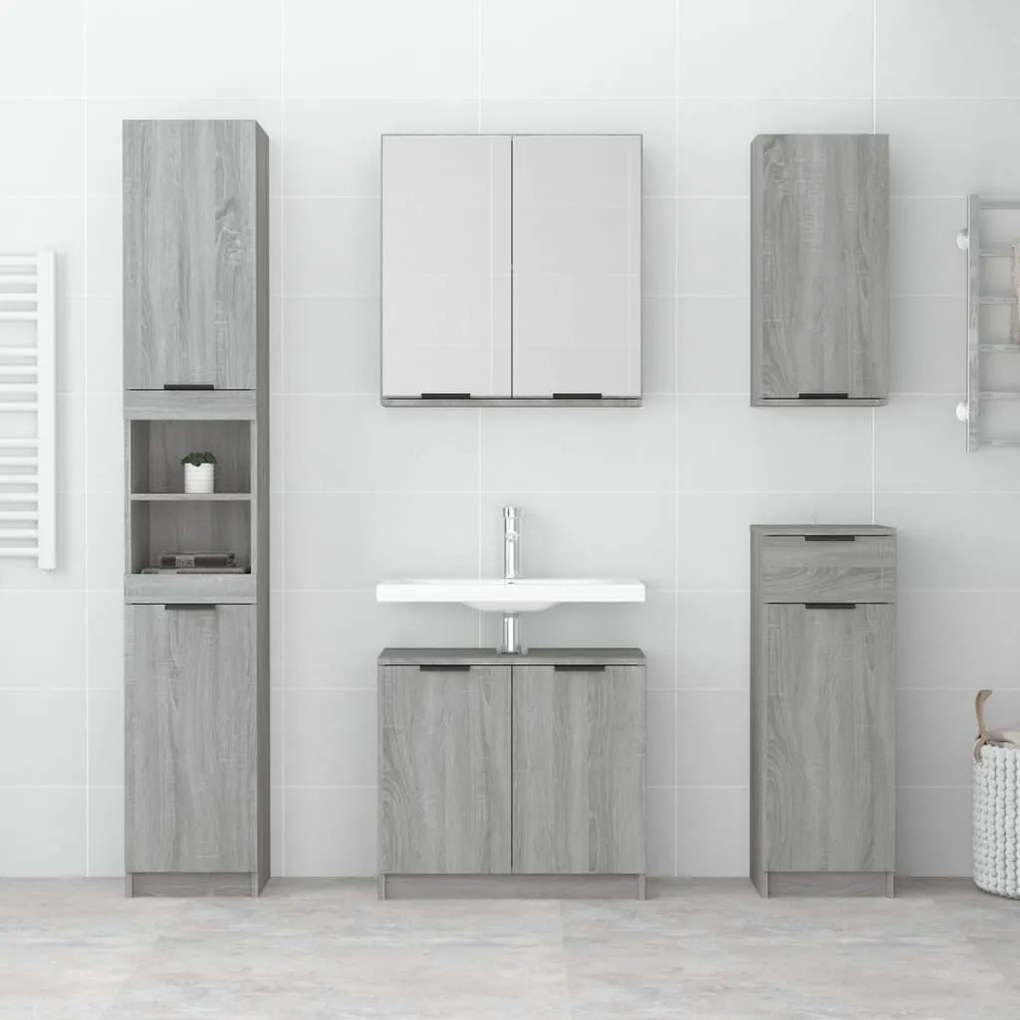 Mobile da bagno a parete grigio sonoma 32x20x67 cm