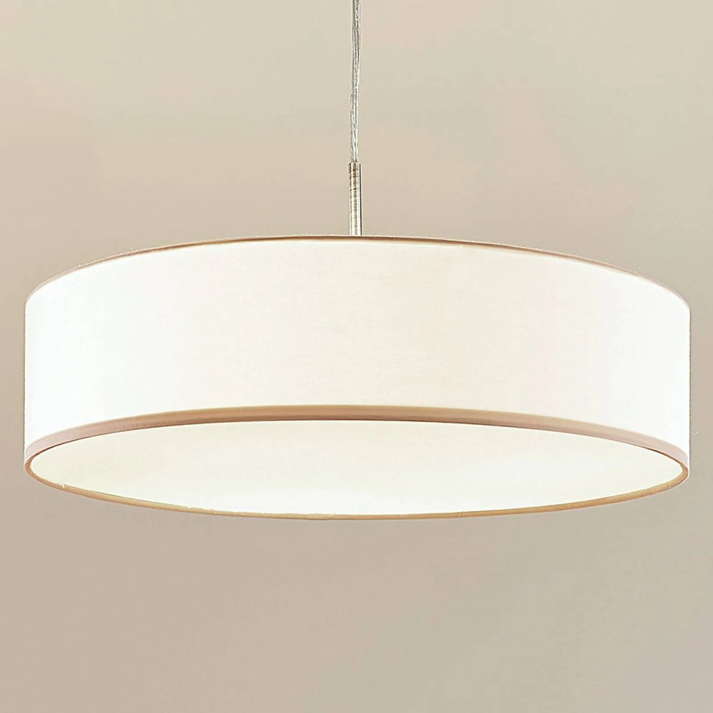 Lindby Lampada a sospensione Sebatin, Ø 50 cm, beige, tessuto, E27