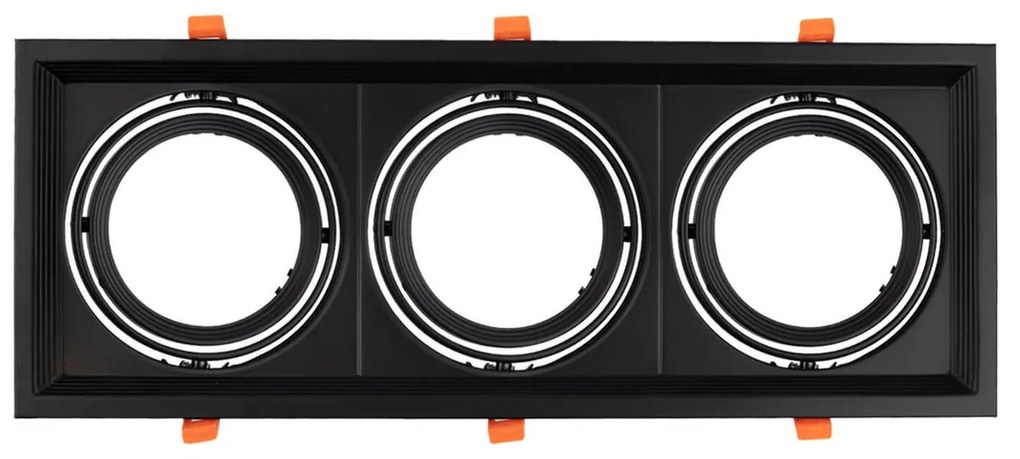 Faro da Incasso Orientabile Nero - 3 lampade AR111 Foro 460x160mm