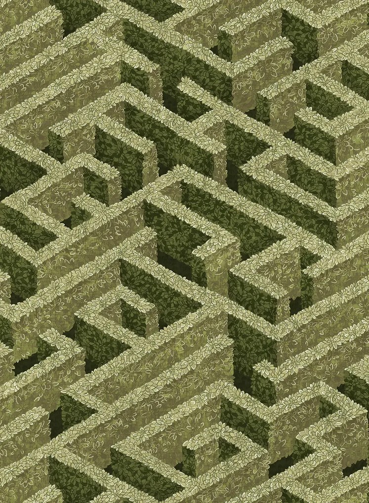Josephine Munsey Carta da parati Labyrinth - Olive