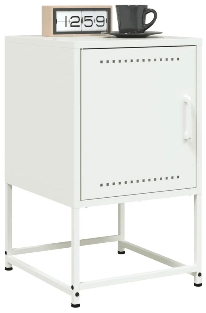 Comodini 2 Pz Bianchi 36x39x60,5 Cm İn Acciaio /