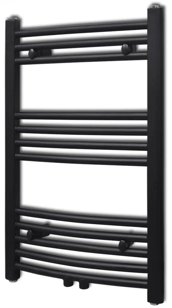 Radiatore Centrale Portasciugamano Curvo Nero 500 X 764 Mm /