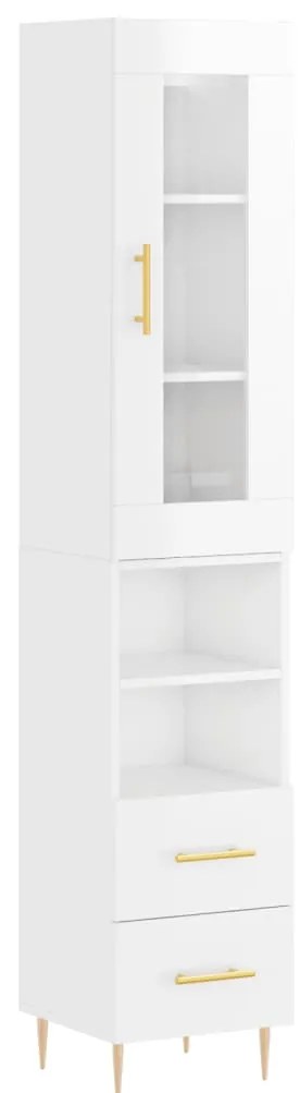 Credenza 34,5x34x180 cm in legno multistrato bianco lucido