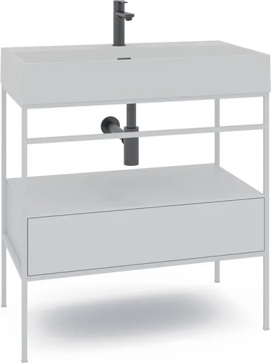 Mobile bagno da terra con lavabo Outline L 80 x H 89 x P 45.5 cm bianco per vasca centrale