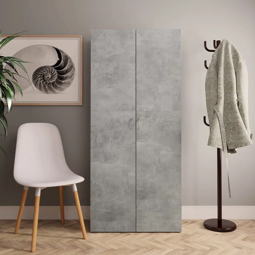 Scarpiera Grigio Cemento 80x35,5x180 Cm İn Legno Multistrato /