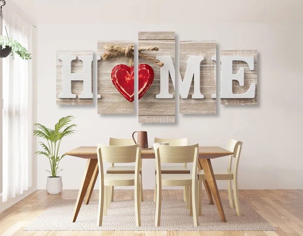 Quadri 5 pezzi – Con scritta Home