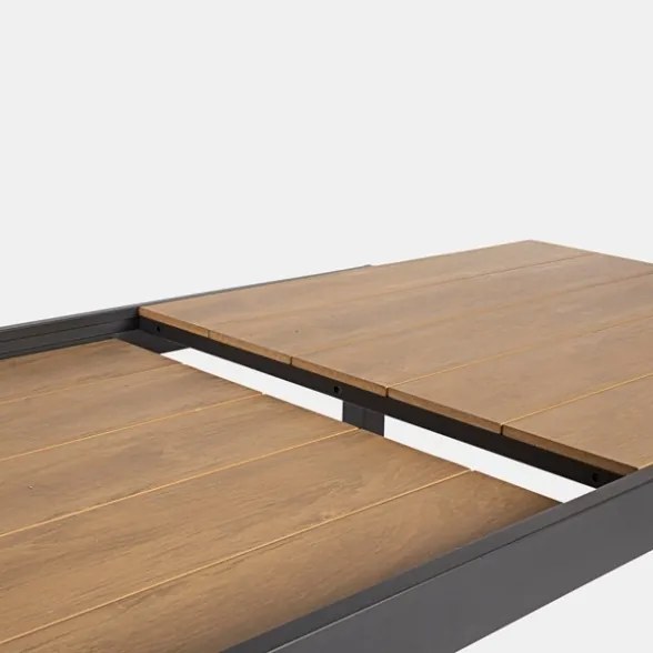 Tavolo Allungabile Per Esterno In Alluminio 95x200-300 Cm Con Doghe Di Legno Elias Antracite Bizzotto