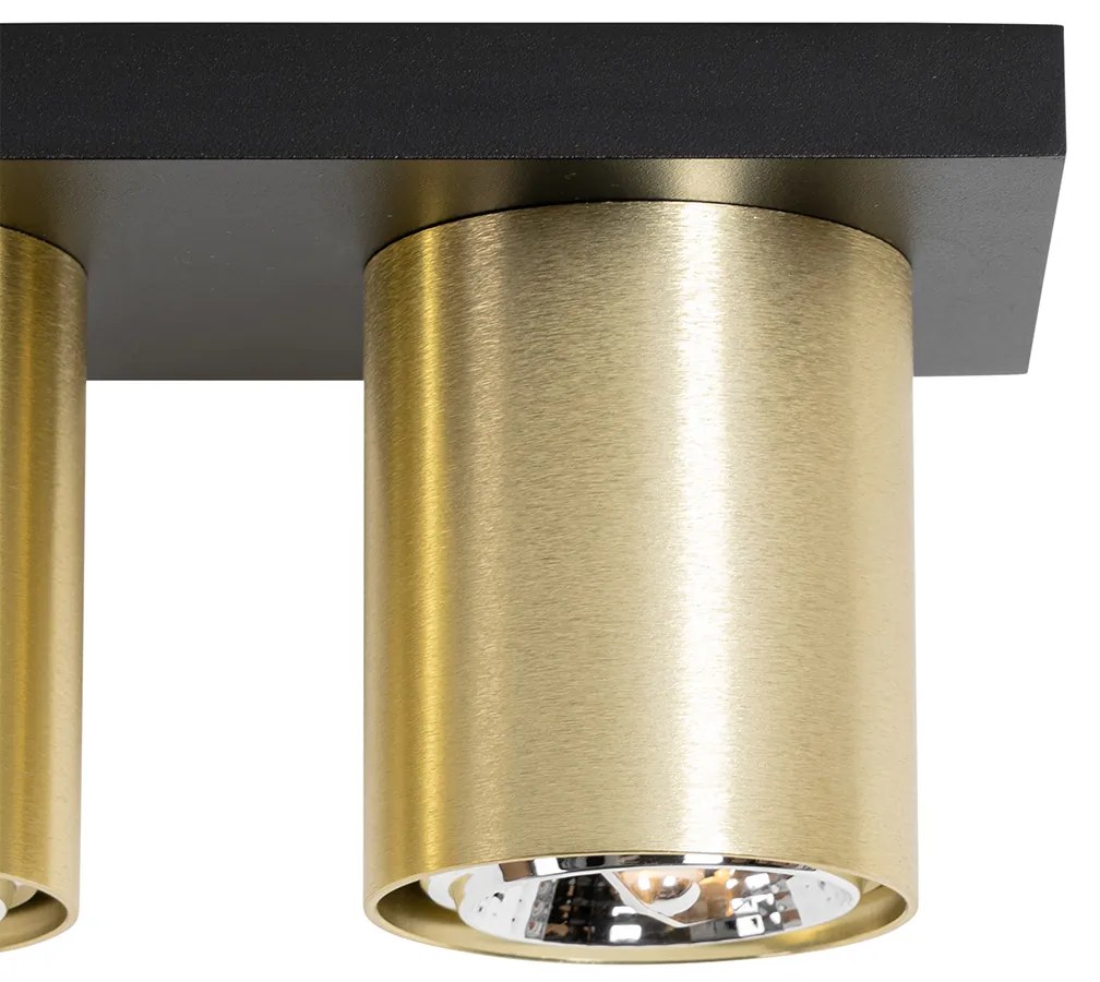 Faretto da soffitto moderno nero con oro 4 luci - Tubo