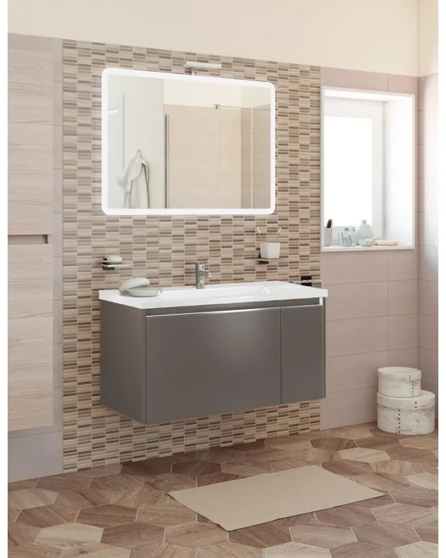 Mobile sottolavabo e lavabo Cielo per vasca centrale tortora chiaro L 80 cm