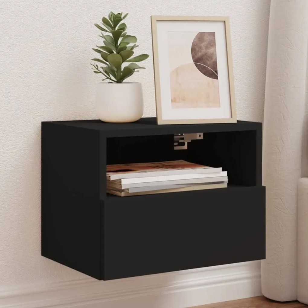 Mobili Tv A Parete 2pz Neri 40x30x30 Cm İn Legno Multistrato /