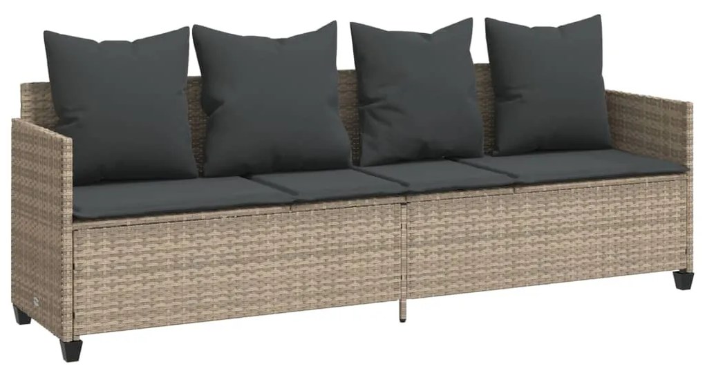 Set divano da giardino 5pz con cuscini grigio chiaro polyrattan