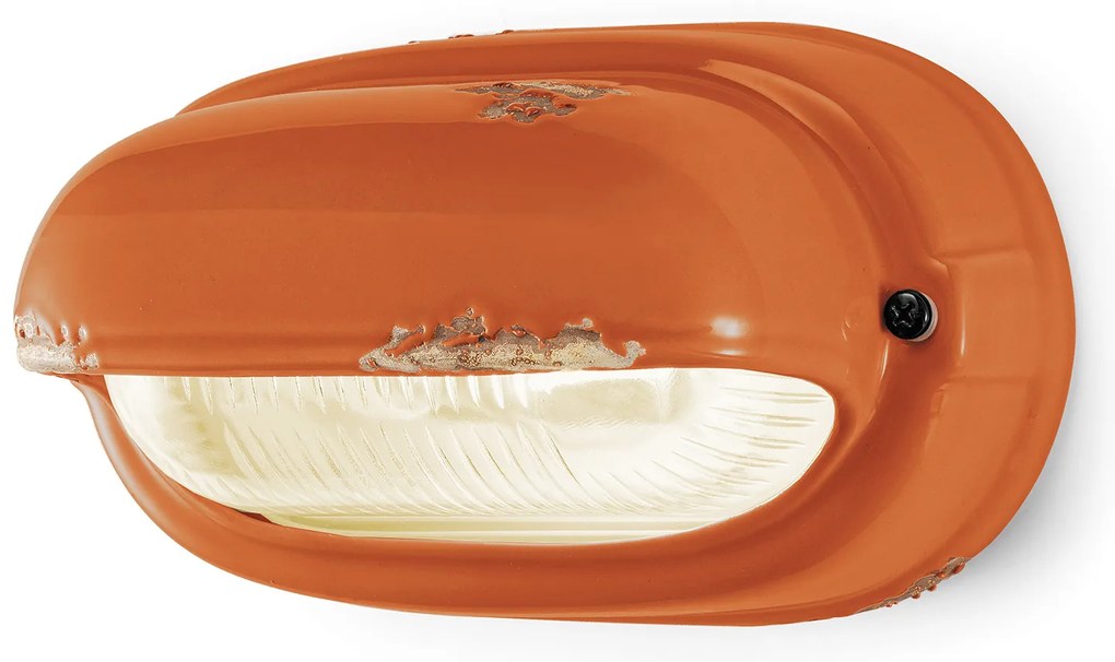 Applique Vintage Orizzontale Ceramica Arancio 1 Luce E27
