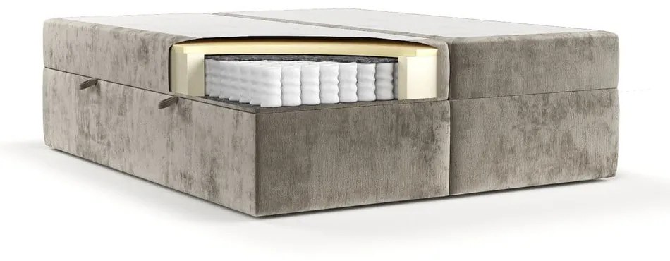 Letto boxspring marrone chiaro con contenitore 180x200 cm Yoko - Maison de Rêve