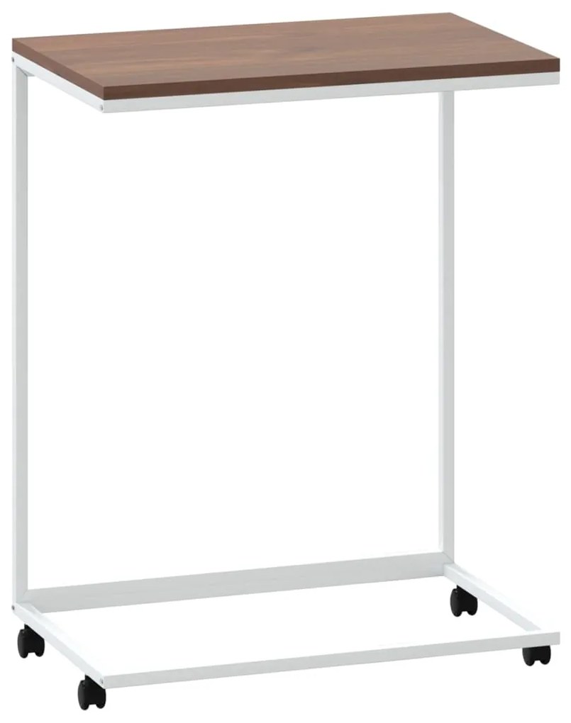 Tavolino con ruote bianco 55x35x70 cm in legno multistrato