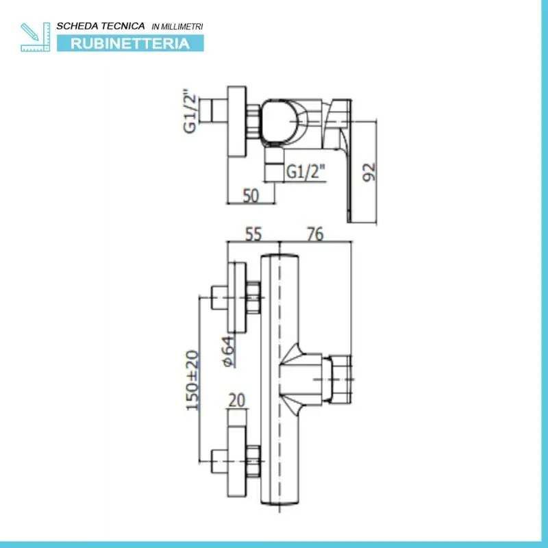 Miscelatore doccia esterno Paffoni Sly in ottone cromo