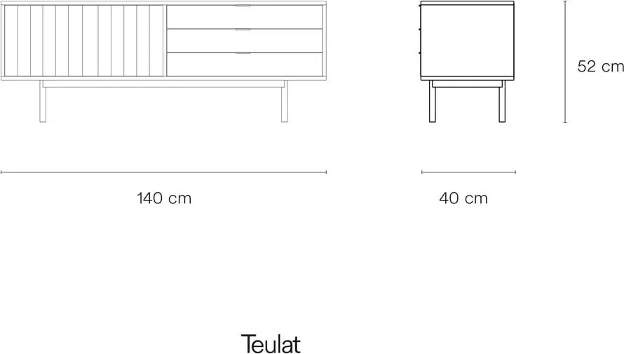 Mobile TV nero-color legno naturale effetto rovere 140x52 cm Sierra - Teulat