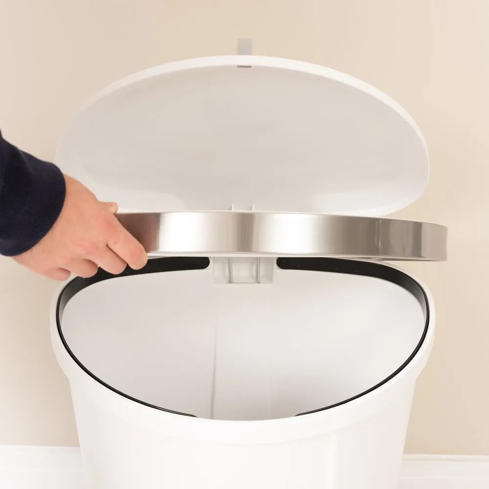 Cestino per la spazzatura in plastica bianco con pedale 50 l – Addis