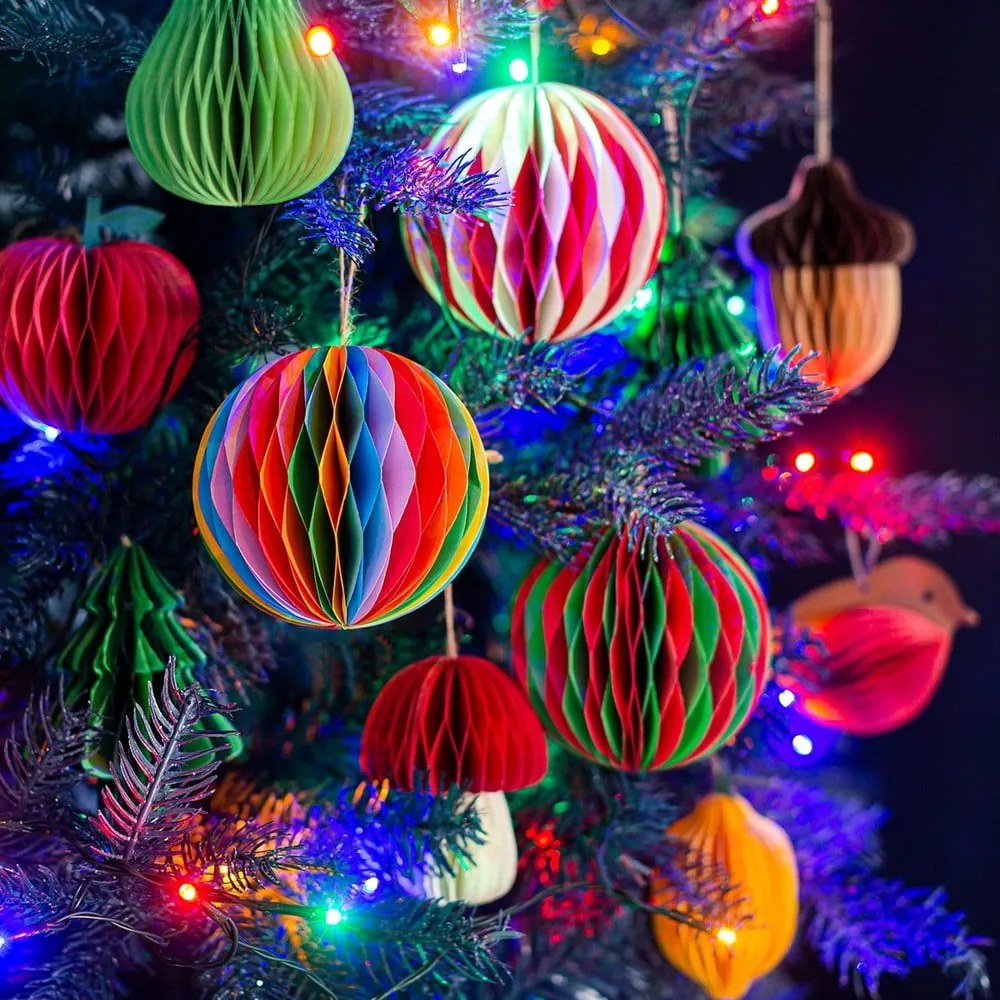 Decorazione per albero di natale in carta fatta a mano ø 8 cm Honeycomb Apple – Sass &amp; Belle