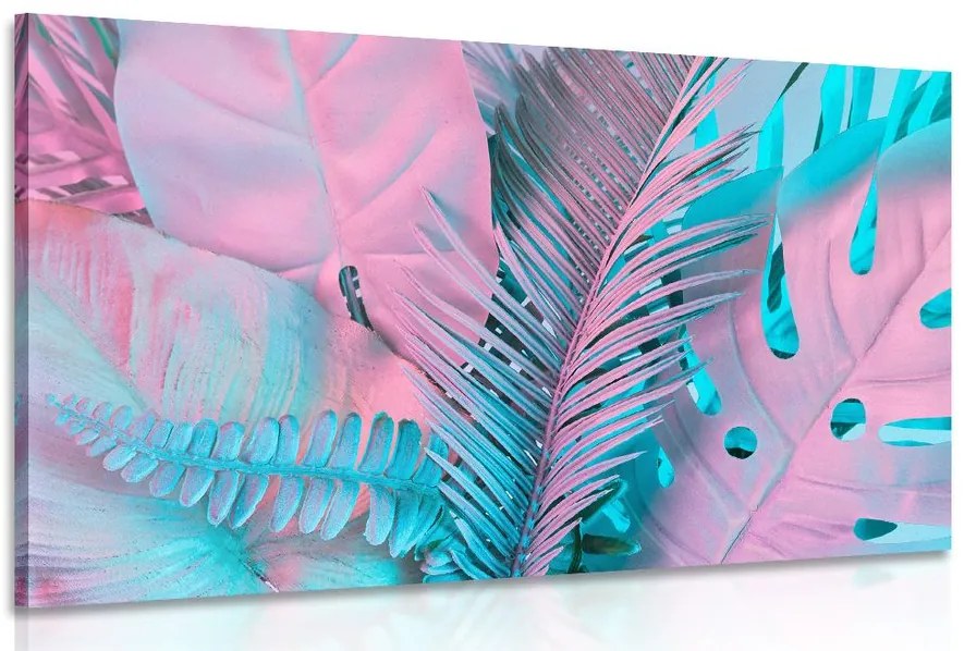 Quadro su tela – Foglie di palma in colori neon straordinari