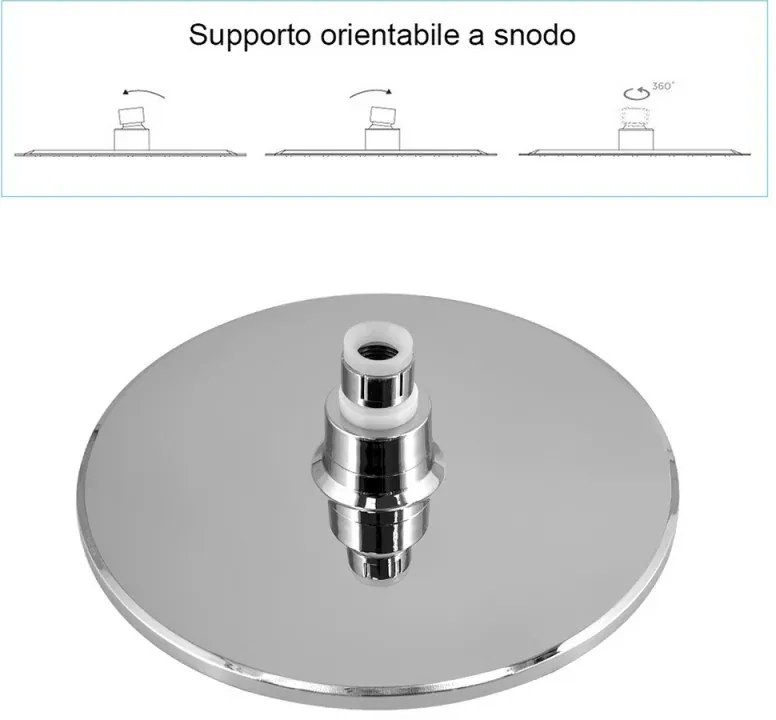 Soffione doccia tondo diametro 22 cm in ABS con finitura cromo