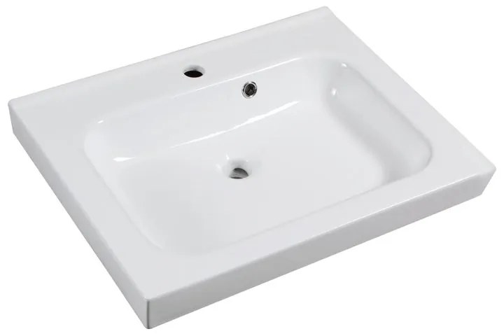 Lavabo integrale a incasso bacino al centro rettangolare Remix L 61 x H 14 x P 49 cm in ceramica bianco