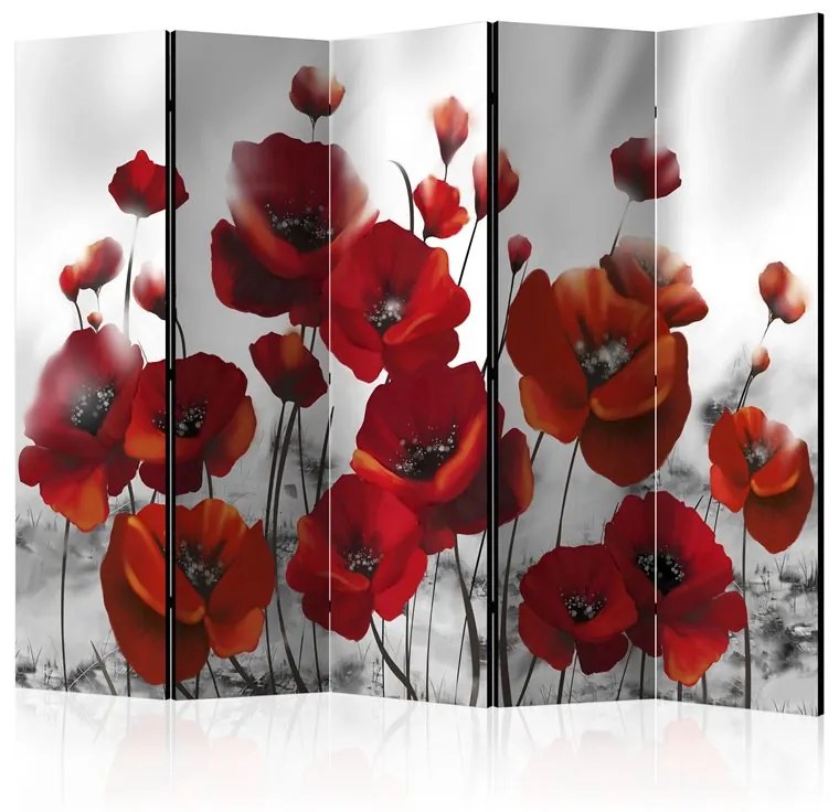 Paravento  Poppies in the Moonlight II [Room Dividers]  Colore Rosso, Dimensioni e Misure 225x172