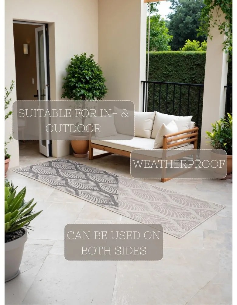 Passatoia da interno ed esterno grigia/avorio 80x250 cm Duet Liora – NORTHRUGS