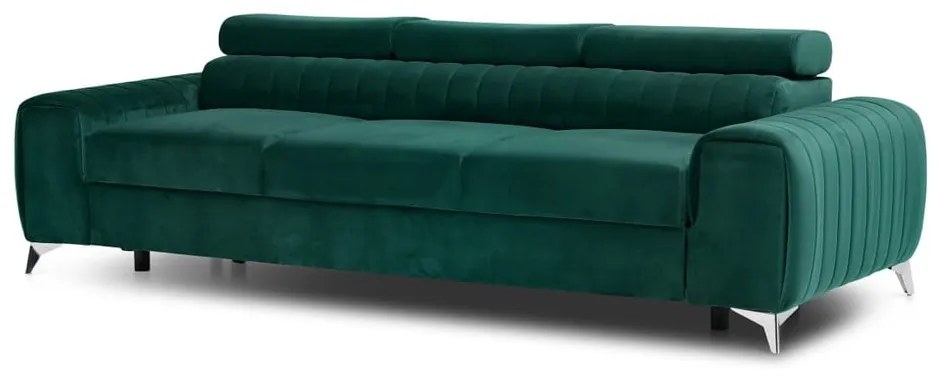 Divano verde allungabile e rivestimento in velluto 261 cm Laurence – ELTAP