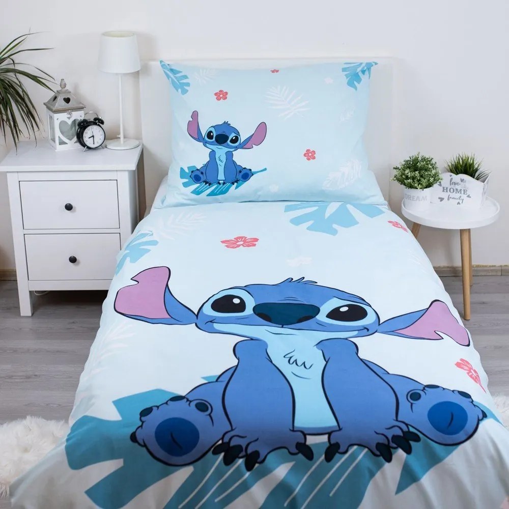 Biancheria da letto per bambini in cotone blu per letto singolo 140x200 cm Lilo and Stitch "Blue" - Jerry Fabrics